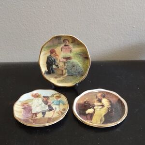 Vintage Decorative Plates with Children Illustrations